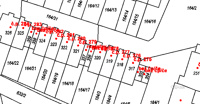 Středokluky 278 na parcele st. 320 v KÚ Středokluky, Katastrální mapa