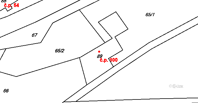 Rožmitál 100, Broumov na parcele st. 89 v KÚ Rožmitál, Katastrální mapa