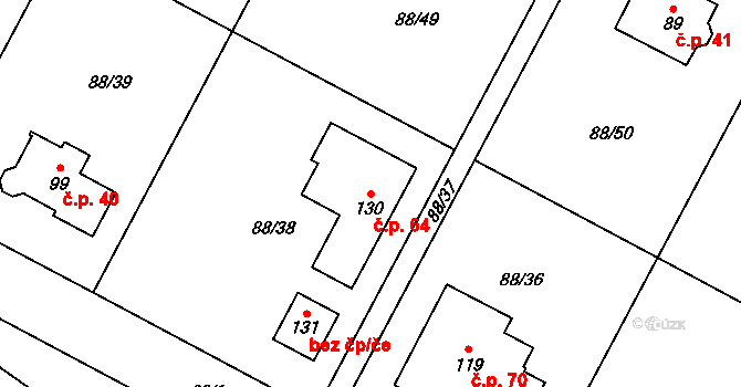 Popice 64, Jihlava na parcele st. 130 v KÚ Popice u Jihlavy, Katastrální mapa
