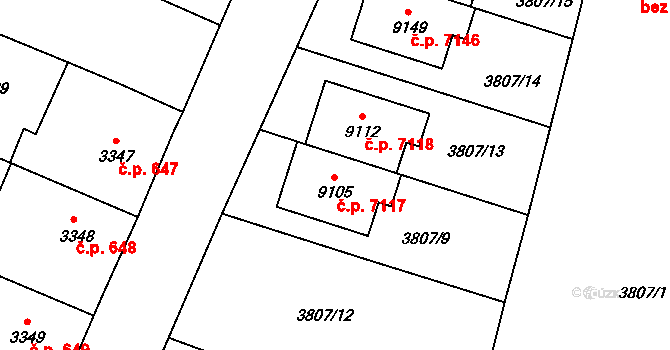 Zlín 7117 na parcele st. 9105 v KÚ Zlín, Katastrální mapa
