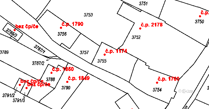 Zábřeh 1174 na parcele st. 3755 v KÚ Zábřeh na Moravě, Katastrální mapa