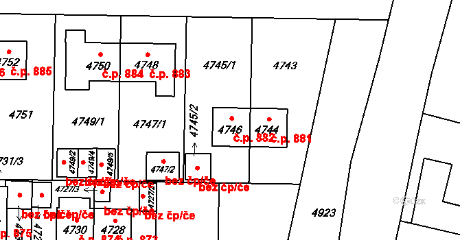Chotěboř 882 na parcele st. 4746 v KÚ Chotěboř, Katastrální mapa