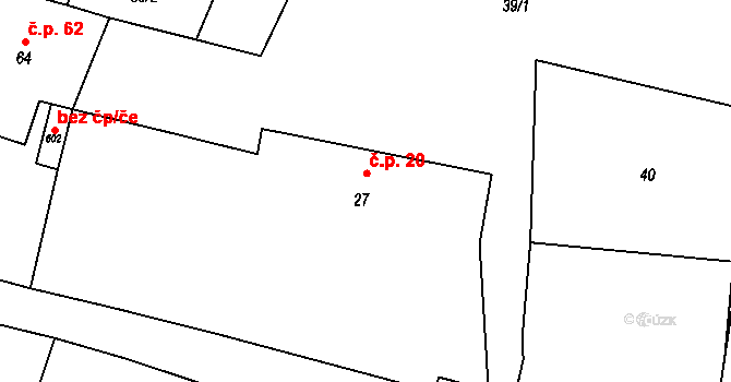 Šťáhlavice 20, Šťáhlavy na parcele st. 27 v KÚ Šťáhlavice, Katastrální mapa