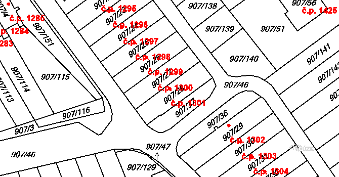 Rychnov nad Kněžnou 1301 na parcele st. 907/28 v KÚ Rychnov nad Kněžnou, Katastrální mapa