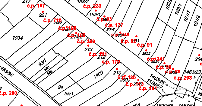 Kvasice 179 na parcele st. 212 v KÚ Kvasice, Katastrální mapa