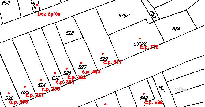 Morkovice 617, Morkovice-Slížany na parcele st. 529 v KÚ Morkovice, Katastrální mapa