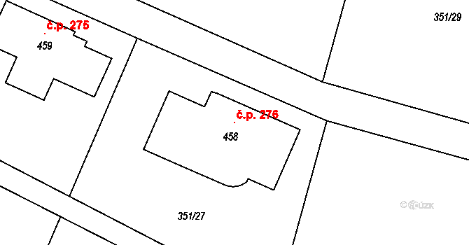 Pihel 276, Nový Bor na parcele st. 458 v KÚ Pihel, Katastrální mapa
