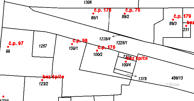 Mantov 175, Chotěšov na parcele st. 100/2 v KÚ Mantov, Katastrální mapa