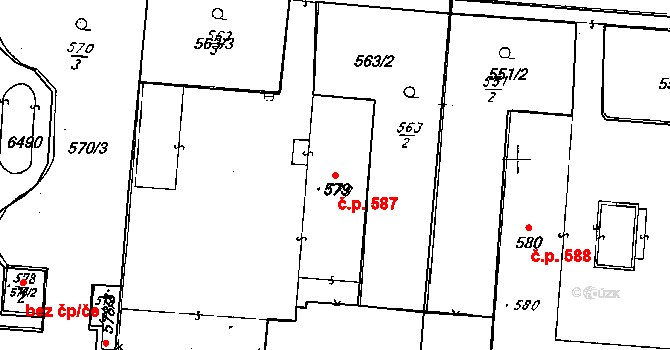 Hrušovany nad Jevišovkou 587 na parcele st. 579 v KÚ Hrušovany nad Jevišovkou, Katastrální mapa