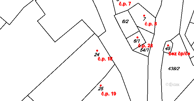 Tupec 18, Veselíčko na parcele st. 24 v KÚ Tupec, Katastrální mapa