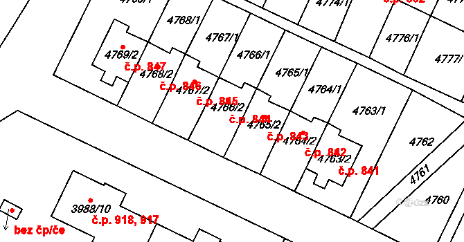 Žižkov 844, Kutná Hora na parcele st. 4766/2 v KÚ Kutná Hora, Katastrální mapa