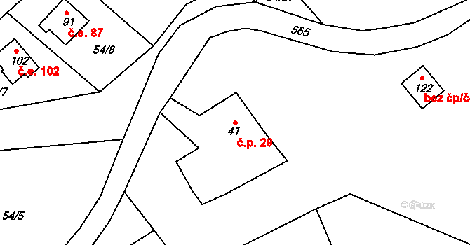 Nivy 29, Děpoltovice na parcele st. 41 v KÚ Nivy, Katastrální mapa