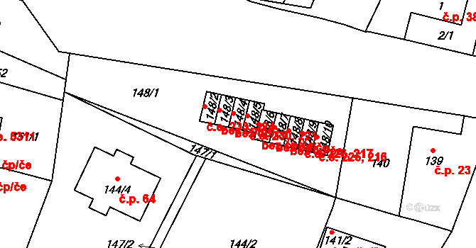 Hruškové Dvory 231, Jihlava na parcele st. 148/4 v KÚ Hruškové Dvory, Katastrální mapa