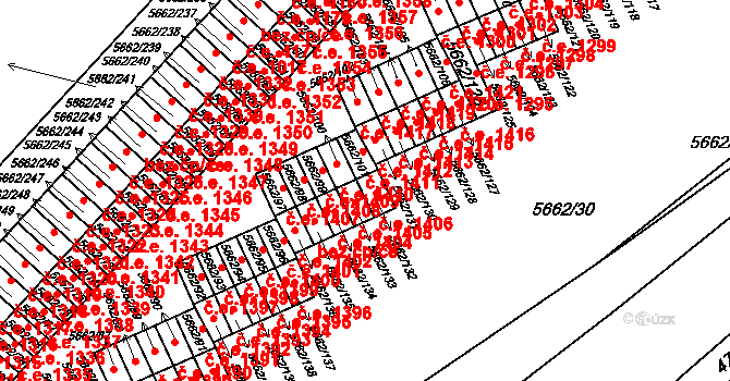 Jihlava 1406 na parcele st. 5662/132 v KÚ Jihlava, Katastrální mapa