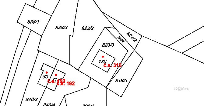 Rounek 315, Vyskytná nad Jihlavou na parcele st. 130 v KÚ Rounek, Katastrální mapa