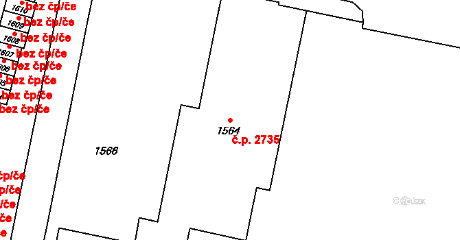 Kladno 2735 na parcele st. 1564 v KÚ Kladno, Katastrální mapa
