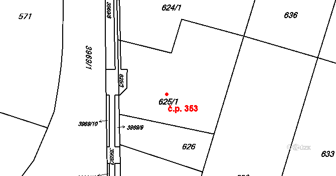Horní Těrlicko 353, Těrlicko na parcele st. 625/1 v KÚ Horní Těrlicko, Katastrální mapa