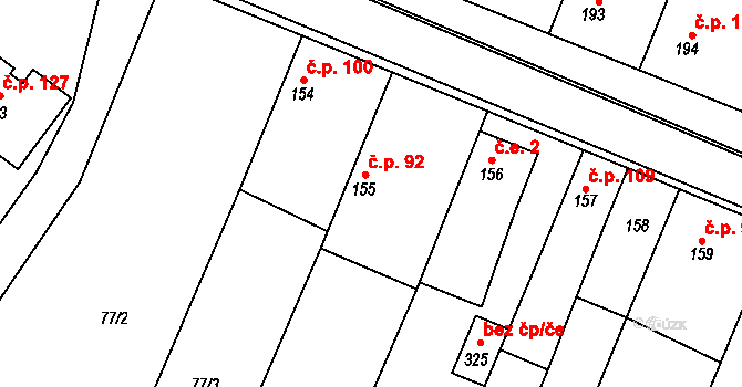 Ludéřov 92, Drahanovice na parcele st. 155 v KÚ Ludéřov, Katastrální mapa