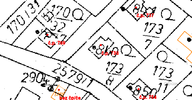 Kamenický Šenov 738 na parcele st. 840 v KÚ Kamenický Šenov, Katastrální mapa
