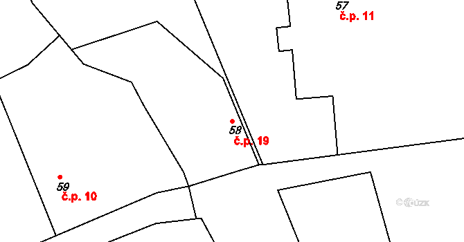 Vesec u Sobotky 19, Libošovice na parcele st. 58 v KÚ Vesec u Sobotky, Katastrální mapa