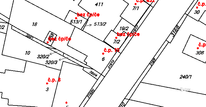 Borek 10 na parcele st. 6 v KÚ Borek u Českých Budějovic, Katastrální mapa