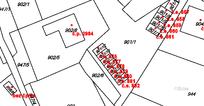 Ústí nad Labem-centrum 877, Ústí nad Labem na parcele st. 901/13 v KÚ Ústí nad Labem, Katastrální mapa