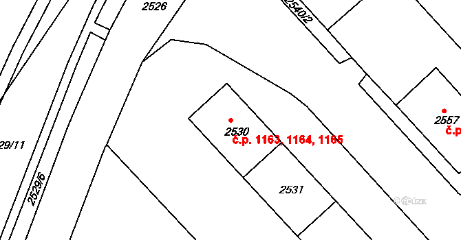 Střekov 1163,1164,1165, Ústí nad Labem na parcele st. 2532 v KÚ Střekov, Katastrální mapa