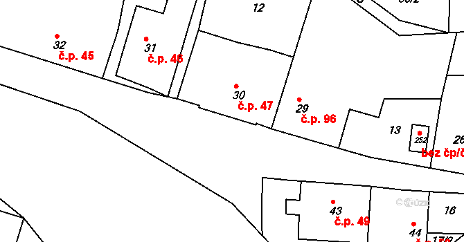 Zámrsk 47 na parcele st. 30 v KÚ Zámrsk, Katastrální mapa