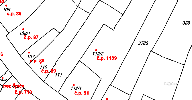 Lysá nad Labem 1139 na parcele st. 112/2 v KÚ Lysá nad Labem, Katastrální mapa