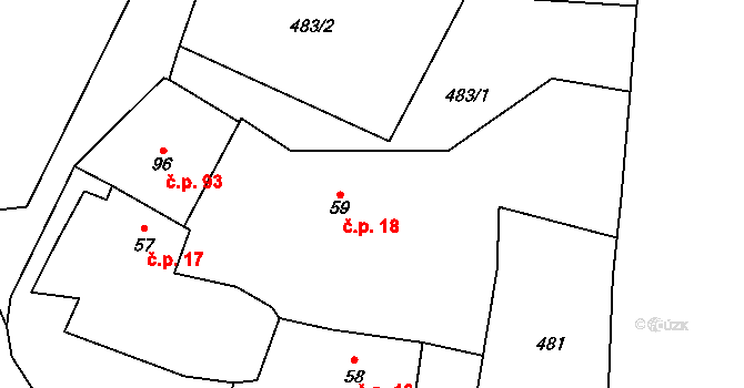 Buzice 18 na parcele st. 59 v KÚ Buzice, Katastrální mapa