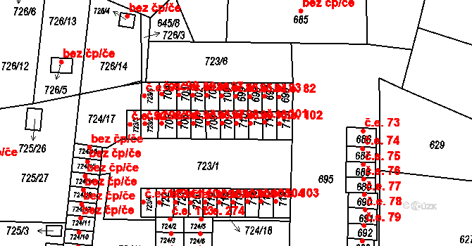 Miřetice u Klášterce nad Ohří 99, Klášterec nad Ohří na parcele st. 710 v KÚ Miřetice u Klášterce nad Ohří, Katastrální mapa
