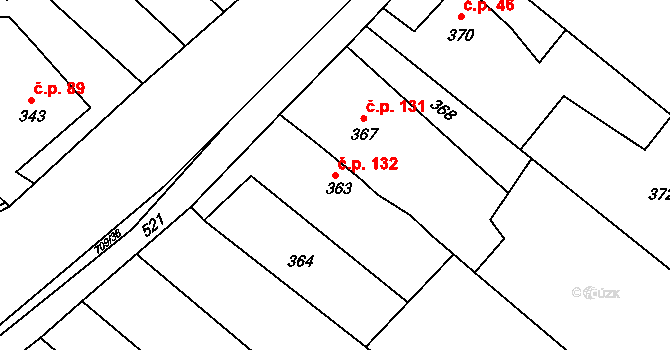 Vrbice 132, Bohumín na parcele st. 363 v KÚ Vrbice nad Odrou, Katastrální mapa
