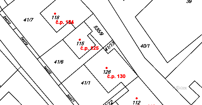 Kulířov 130 na parcele st. 126 v KÚ Kulířov, Katastrální mapa