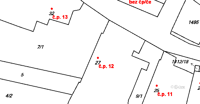 Nuzice 12, Týn nad Vltavou na parcele st. 27 v KÚ Nuzice, Katastrální mapa