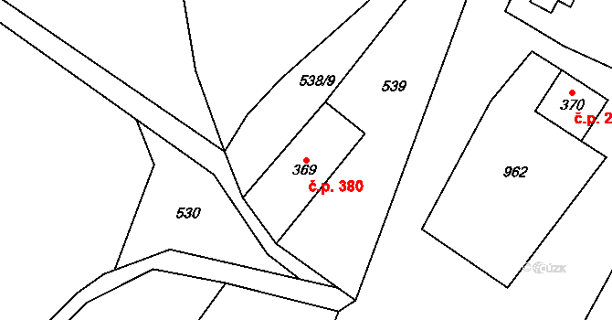 Heřmanovice 380 na parcele st. 369 v KÚ Heřmanovice, Katastrální mapa