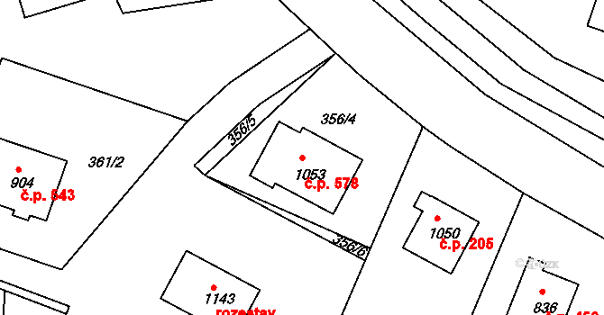 Janovice 578 na parcele st. 1053 v KÚ Janovice u Frýdku-Místku, Katastrální mapa