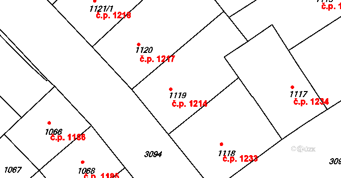 Nusle 1214, Praha na parcele st. 1119 v KÚ Nusle, Katastrální mapa