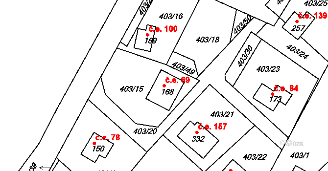 Žebrákov 69, Zduchovice na parcele st. 168 v KÚ Zduchovice, Katastrální mapa