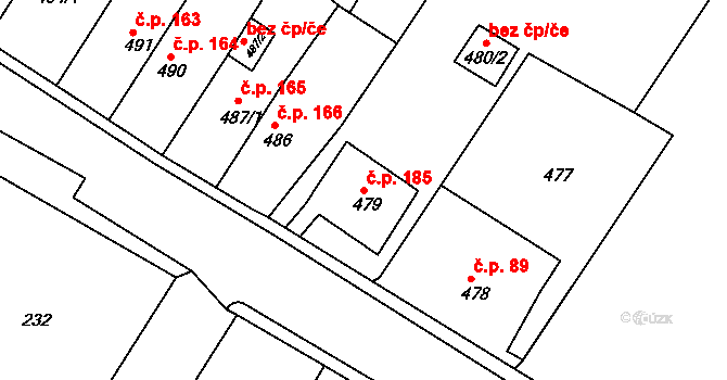 Pražské Předměstí 185, Bílina na parcele st. 479 v KÚ Bílina, Katastrální mapa