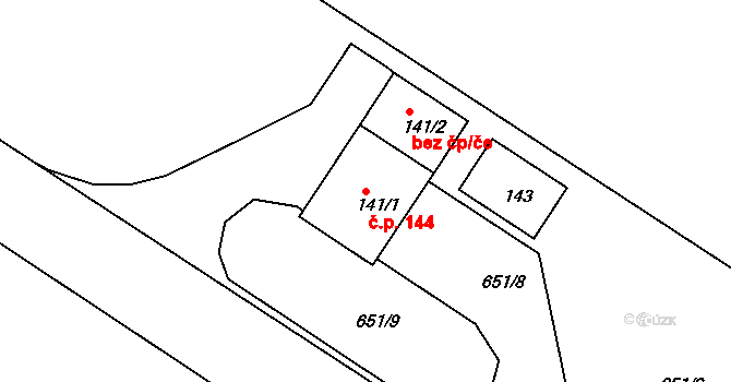 Rovné 144, Krabčice na parcele st. 141/1 v KÚ Rovné pod Řípem, Katastrální mapa