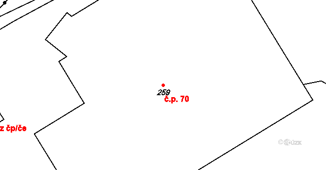 Horní Chrastava 70, Chrastava na parcele st. 259 v KÚ Horní Chrastava, Katastrální mapa