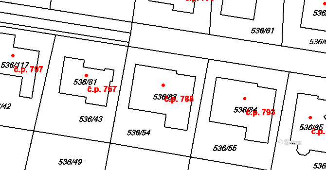 Průhonice 788 na parcele st. 536/83 v KÚ Hole u Průhonic, Katastrální mapa