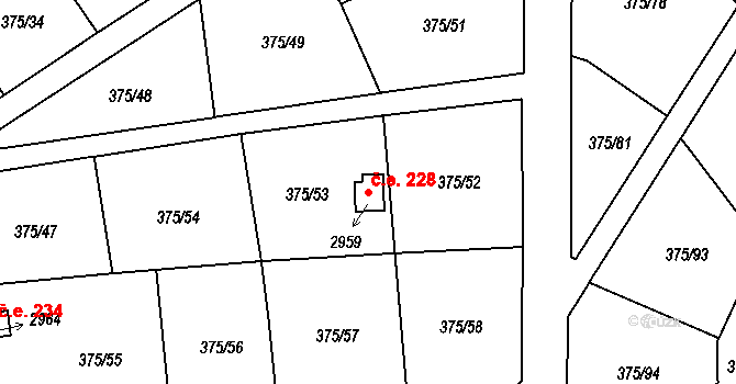 Úšovice 228, Mariánské Lázně na parcele st. 2959 v KÚ Úšovice, Katastrální mapa