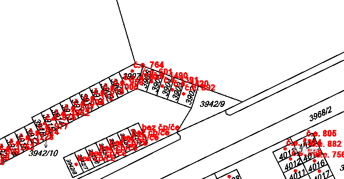 Chomutov 1420 na parcele st. 3903 v KÚ Chomutov I, Katastrální mapa