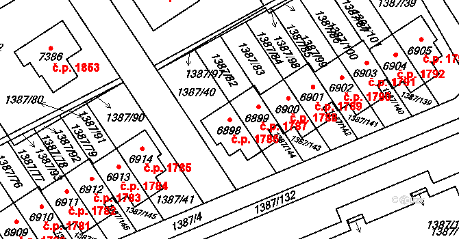 Beroun-Město 1786, Beroun na parcele st. 6898 v KÚ Beroun, Katastrální mapa