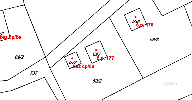 Maršovice 177 na parcele st. 537 v KÚ Maršovice u Jablonce nad Nisou, Katastrální mapa