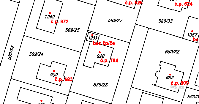 Líbeznice 704 na parcele st. 928 v KÚ Líbeznice, Katastrální mapa
