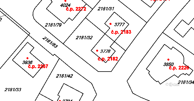 Předměstí 2182, Svitavy na parcele st. 3778 v KÚ Svitavy-předměstí, Katastrální mapa