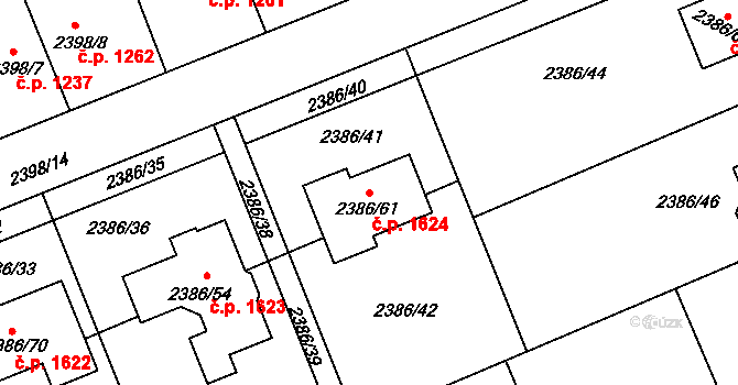 Holešov 1624 na parcele st. 2386/61 v KÚ Holešov, Katastrální mapa