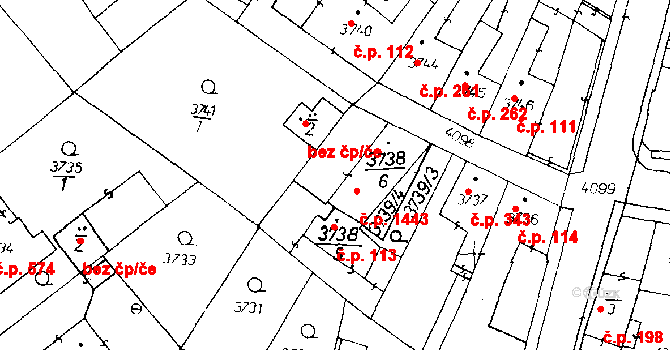 Poděbrady III 1443, Poděbrady na parcele st. 3738/6 v KÚ Poděbrady, Katastrální mapa